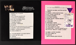 Carlos Santana Stage-Used Collection Incl. Drumsticks (4), Set Lists (4), Signed Photo (BAS), “WORKING CREW” Backstage Passes (2), Guitar Picks (9) and Other Ephemera (34 Pieces Total!)
