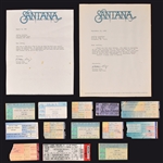 Carlos Santana Stage-Used Collection Incl. Drumsticks (4), Set Lists (4), Signed Photo (BAS), “WORKING CREW” Backstage Passes (2), Guitar Picks (9) and Other Ephemera (34 Pieces Total!)