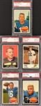 1960's Topps and Fleer Football PSA Graded Group of Five Incl. #1 Unitas PSA 6 and #74 Gifford PSA 8