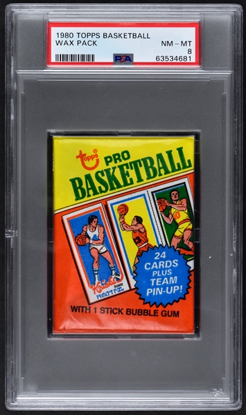 1980 Topps Basketball Unopened Wax Pack – PSA NM-MT 8 – Possible Bird/Magic Rookie Card!