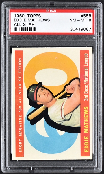 1960 Topps #558 Eddie Mathews All Star – PSA NM-MT 8
