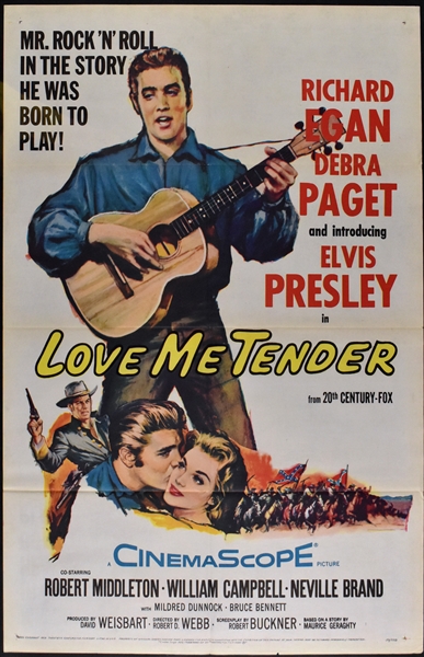 1956 <em>Love Me Tender</em> One Sheet Movie Poster – Elvis Presleys Debut Film - HIGH GRADE COPY!!