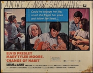 1969 <em>Change of Habit</em> Complete Set of 8 Lobby Cards and Half Sheet Movie Poster– Starring Elvis Presley and Mary Tyler Moore