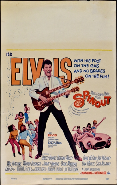 1966 <em>Spinout</em> Window Card Movie Poster and 4 Lobby Cards – Starring Elvis Presley