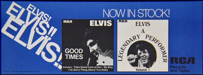 1974 Elvis Presley <em>Good Times/Elvis A Legendary Performer, Vol. 1</em> LPs RCA Record Store Promotional Poster