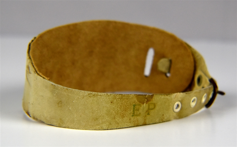 Elvis Presley Owned "EP" Monogrammed Leather Wrist/Bicep Strap Given to Superfan Gary Pepper