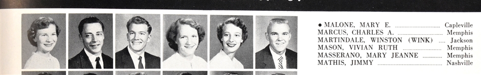 1955 <em>DeSoto</em> Memphis State Yearbook Featuring Elvis Presley, Tony Curtis, George Klein and Wink Martindale