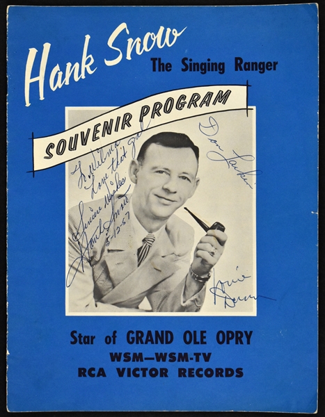 1957 Hank Snow Signed Souvenir Program Featuring Elvis Presley Photo – Also Signed by Jim Reeves and Others! (BAS) 