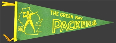 1960's NFL and College Football Pennant Collection of 6 with Dallas Cowboys, Green Bay Packers and Others