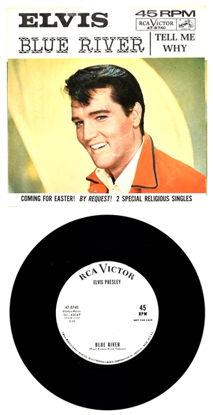 1965 Elvis Presley RCA Victor White Label “NOT FOR SALE” 45 RPM Single “Tell Me Why” / “Blue River” with Picture Sleeve (47-8740)