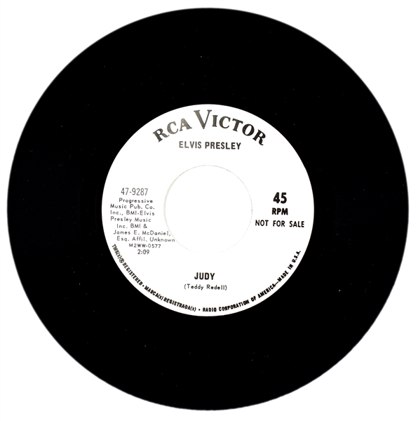 1967 Elvis Presley RCA Victor White Label “NOT FOR SALE” 45 RPM Single “Judy” / “Theres Always Me” - No Sleeve (47-9287)