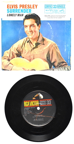 1961 Elvis Presley RCA Victor COMPACT 33 RPM Single “Surrender” / “Lonely Man” -with Picture Sleeve (37-7880)