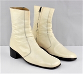 Elvis Presley Owned and Stage-Worn White Leather Brazilian-Made Boots