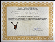 Elvis Presley Owned Silver Necklace with Large Tiger's Eye Stone - Former Jimmy Velvet Collection