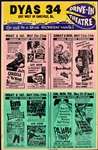 1964 <em>Roustabout</em> Local Window Card Movie Poster – Promoting 10 Films at a Drive-In Movie Theatre