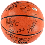1991 San Antonio Spurs Team Signed Basketball with David Robinson, Sean Elliott and Terry Cummings (BAS)