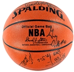 1991 San Antonio Spurs Team Signed Basketball with David Robinson, Sean Elliott and Terry Cummings (BAS)
