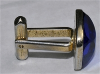 1960's Elvis Presley Silver Cuff Links with Bright Blue Stones - “HICKOK” Maker's Mark - Gifted to His Cousin Patsy Presley