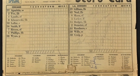 1959 World Series Newspaper Scorecard Signed by Sandy Koufax, Don Drysdale and 11 Others (BAS)