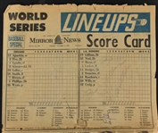 1959 World Series Newspaper Scorecard Signed by Sandy Koufax, Don Drysdale and 11 Others (BAS)
