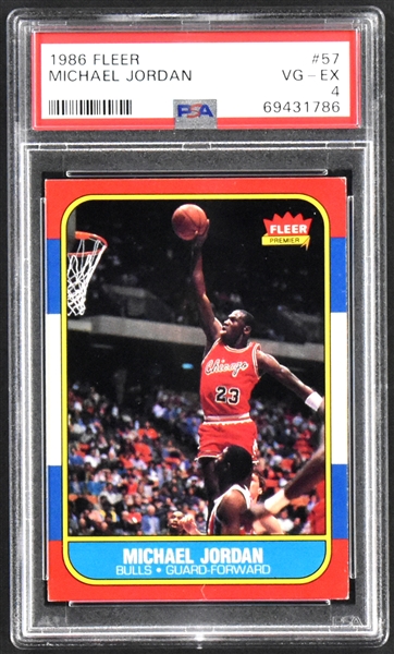 1986 Fleer Basketball Complete Set (132) with #57 Michael Jordan PSA VG-EX 4