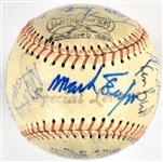 1976 Chicago White Sox Team Signed Baseball with Minnie Minoso, Nancy Faust (Organist) and76 ROY Mark Fidrych! (17 Signatures) (BAS)