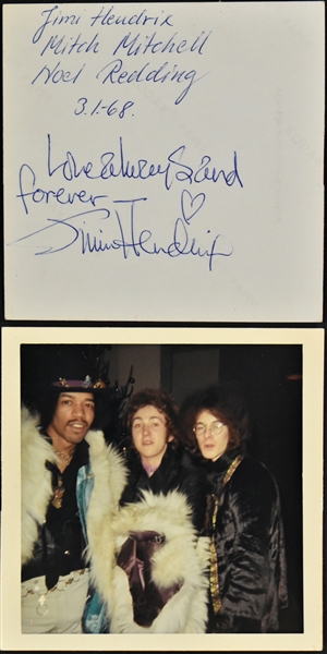 1968 Jimi Hendrix Signed Photograph of Himself, Mitch Mitchell and Noel Redding - “Love Always and Forever Jimi Hendrix" (BAS)