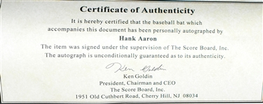 Hank Aaron Signed Adirondack Baseball Bat (BAS)