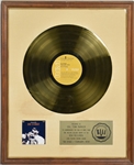RIAA Gold Record Award for Elvis Presleys 1970 Live LP <em>On Stage, February 1970</em> - “Presented to Col. Tom Parker” – Early White Linen Matte Style