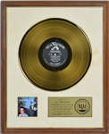 RIAA Gold Record Award for Elvis Presleys 1967 LP <em>How Great Thou Art</em> - “Presented to Col. Tom Parker” - Early White Linen Matte Style