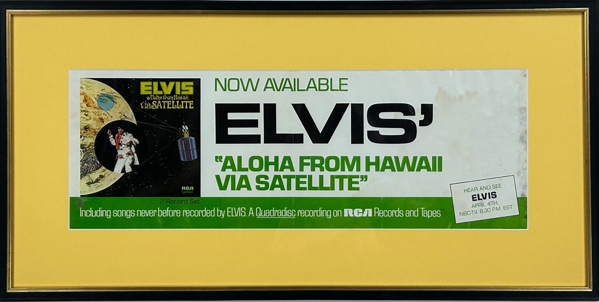 1973 RCA Victor Elvis <em>Aloha From Hawaii Via Satellite</em> Original Unused Record Store Banner