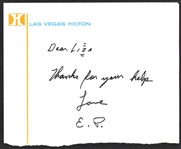 1974 Elvis Presley Handwritten and Signed Note to Liza Minelli After the Night They Met LINDA LOVELACE! - on Las Vegas Hilton Stationary (BAS)