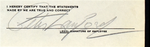 Peter Lawford Signed Document - Signed on Front and Back!