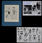Cartoon Collection of Disney Illustrators and Artists Incl. Adriana Caselotti Voice of Snow White, Animator Ward Kimball, Cartoonist Don Tobin (3 Pieces)