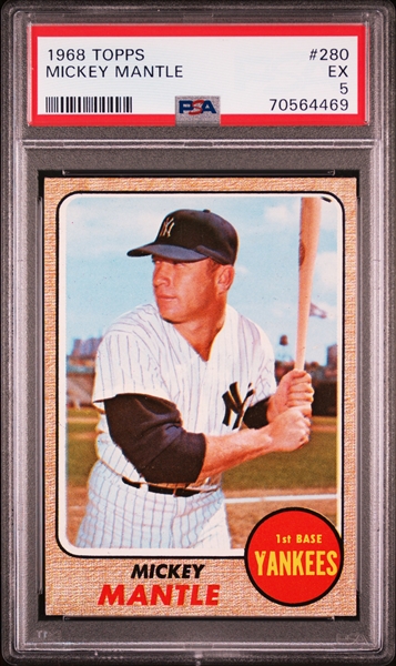 1968 Topps #280 Mickey Mantle  - PSA EX 5