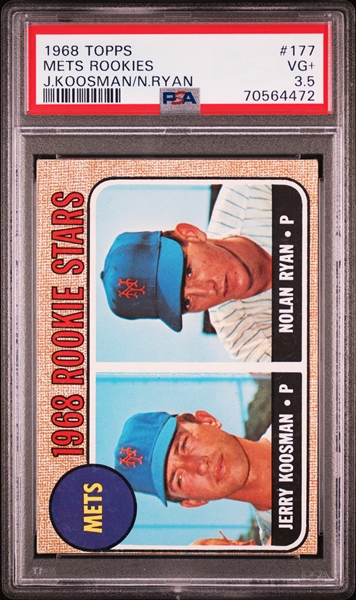 1968 Topps #177 Nolan Ryan Rookie Card  - PSA VG+ 3.5