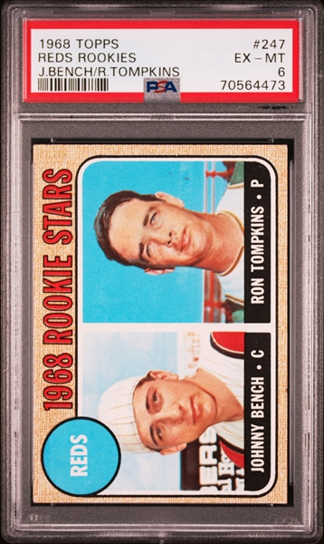 1968 Topps #247 Johnny Bench Rookie Card - PSA EX-MT 6