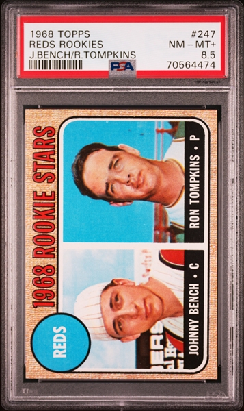 1968 Topps #247 Johnny Bench Rookie Card - PSA NM-MT+ 8.5