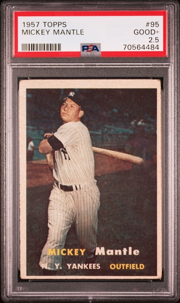 1957 Topps #95 Mickey Mantle – PSA GD+ 2.5