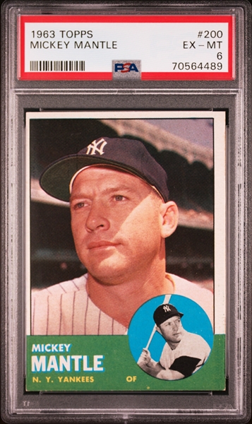 1963 Topps #200 Mickey Mantle – PSA EX-MT 6