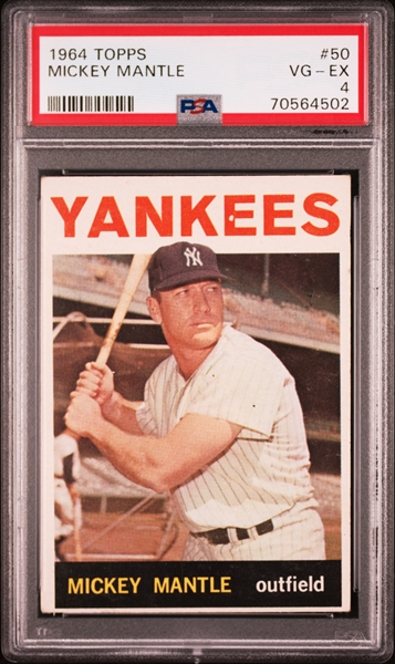 1964 Topps #50 Mickey Mantle – PSA VG-EX 4