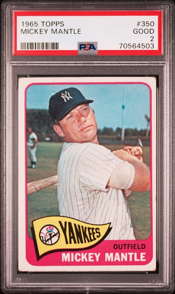 1965 Topps #350 Mickey Mantle – PSA GD 2