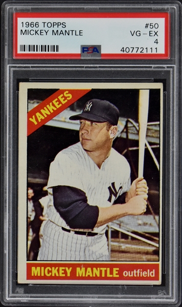 1966 Topps #50 Mickey Mantle – PSA VG-EX 4