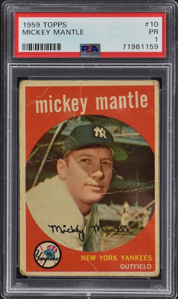 1959 Topps #10 Mickey Mantle – PSA PR 1