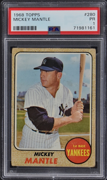 1968 Topps #280 Mickey Mantle – PSA PR 1