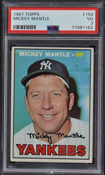 1967 Topps #150 Mickey Mantle – PSA VG 3