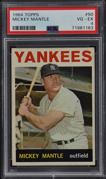 1964 Topps #50 Mickey Mantle – PSA VG-EX 4