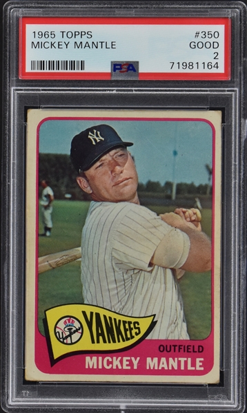 1965 Topps #350 Mickey Mantle – PSA GD 2