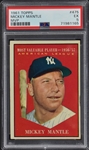 1961 Topps #475 Mickey Mantle MVP – PSA EX 5