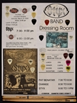 REO Speedwagon, Kansas and STYX Stage-Used Set Lists and Drumsticks (3), Plus Guitar Picks (27) and “WORKING CREW” Backstage Passes
